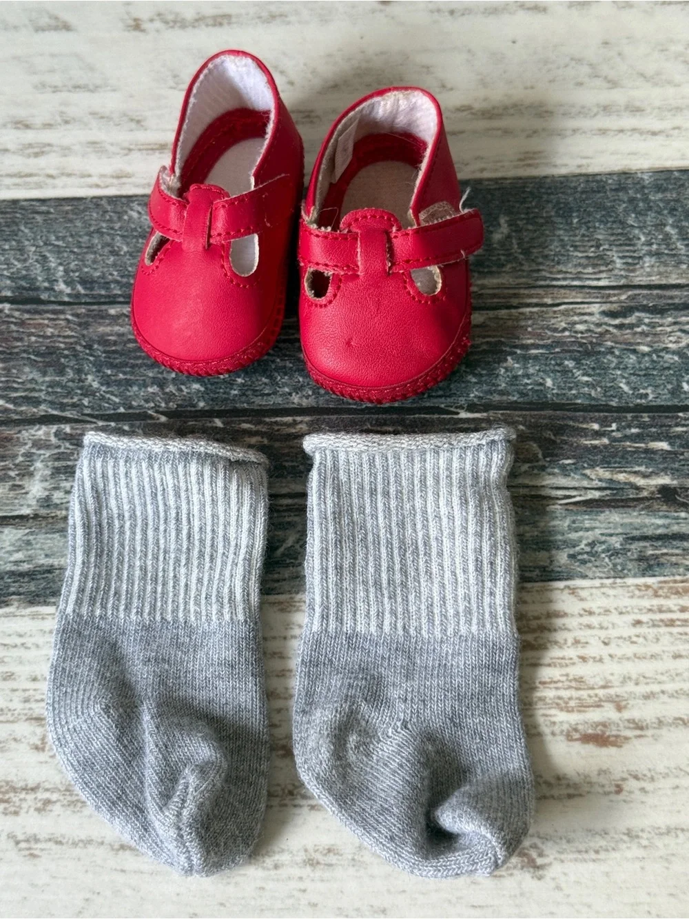 American Girl BITTY TWINS Doll PLAID & DENIM Dress Outfit - 15” Doll SHOES Socks